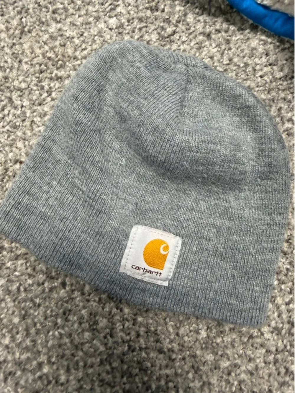 Carhartt Gray Knit Logo Patch Beanie Hat One Size osfm